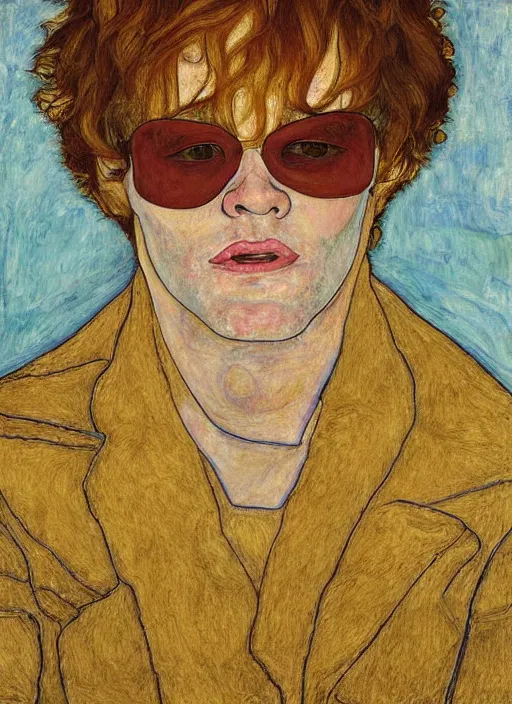 Prompt: portrait of elton john in a golden hour lighting, painted by egon schiele, 8 k extremely realistic and highly detailed