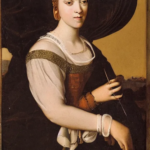 Prompt: Barocco portrait of young woman