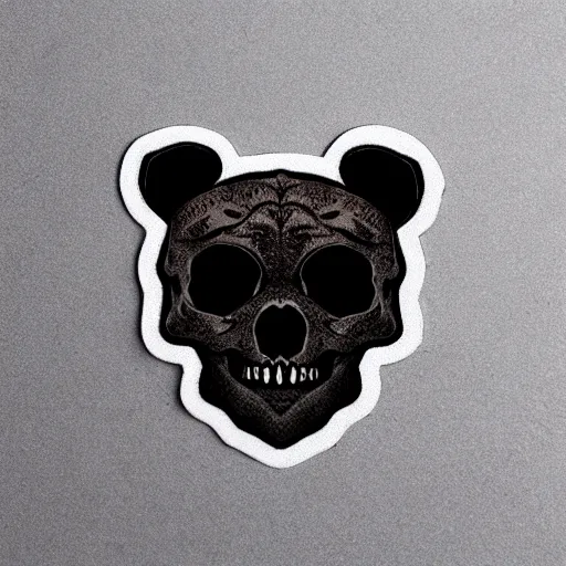 Prompt: cute bear skull mask sticker