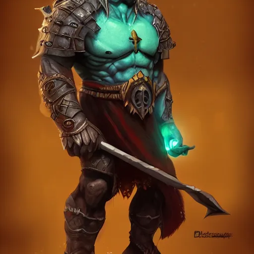 Image similar to elemental orc mage, warlord, character concept, digital art, trending on artstation, high quality, realistic, detailed, 2 d hd