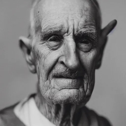 Prompt: a portrait photo of a old man with a pickle nose
