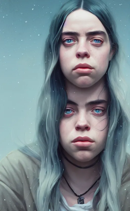 Image similar to highly detailed portrait billie eilish in gta v, stephen bliss, unreal engine, fantasy art by greg rutkowski, loish, rhads, ferdinand knab, makoto shinkai and lois van baarle, ilya kuvshinov, rossdraws, tom bagshaw, global illumination, radiant light, detailed and intricate environment