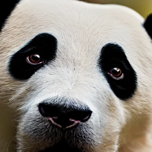 Image similar to a hybrid between a dog and a panda, photography, award - winning, national geographic channel, discovery channel, 8 k, macrophotography, close up, pentax 1 0 0 0 k