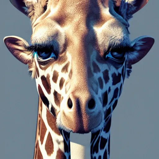 Image similar to a highly detailed portrait of a humanoid giraffe in a blue cloak, artstation, deviantart, professional, unreal engine 5, photorealistic