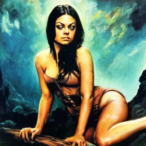 Image similar to Mila Kunis, Frank Frazetta