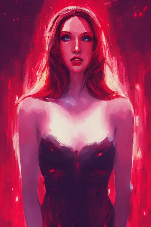 Prompt: portrait of the red inferno scarlet witch, by alena aenami, by ross tran, digital art painting