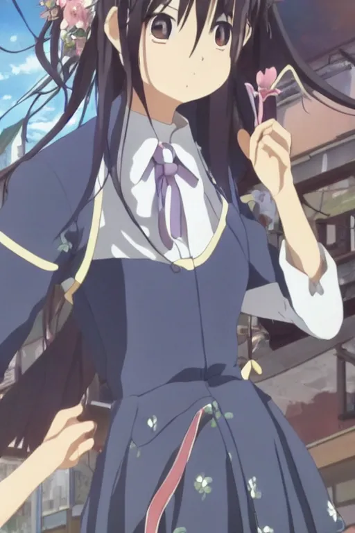 Image similar to A japanese anime high school girl, high detail portrait, Makoto Shinkai ,kyoto animation, production doA, Is the Order a Rabbit?