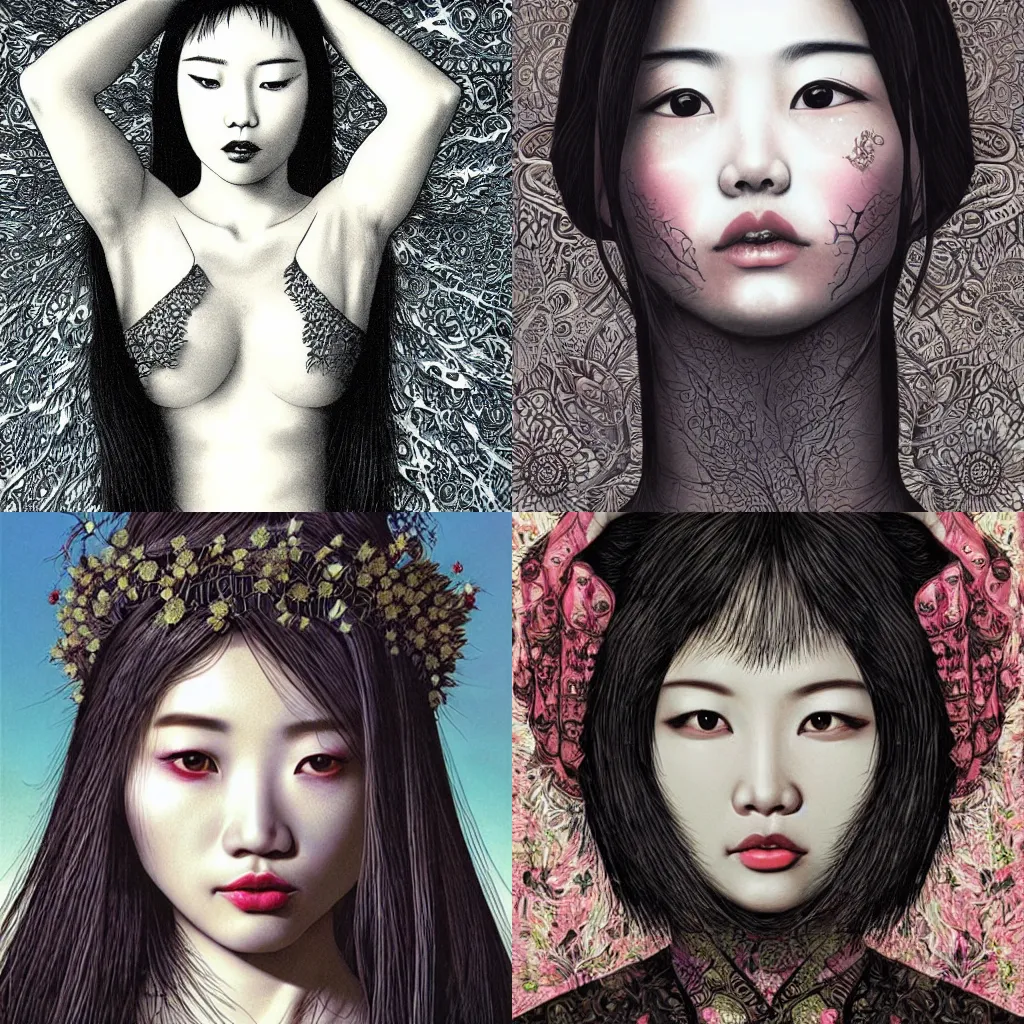 Prompt: beautiful asian woman, by Dan Hillier and Joe Felton