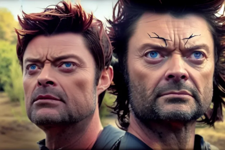 Image similar to film still frame of karl urban as wolverine, deepfake, high quality