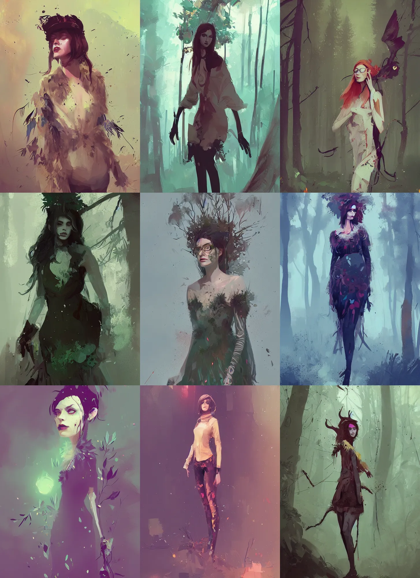 Prompt: a beautiful digital painting art of a full body portrait of a stylish forest witch, highly detailed, artwork by ismail inceoglu, trending on artstation