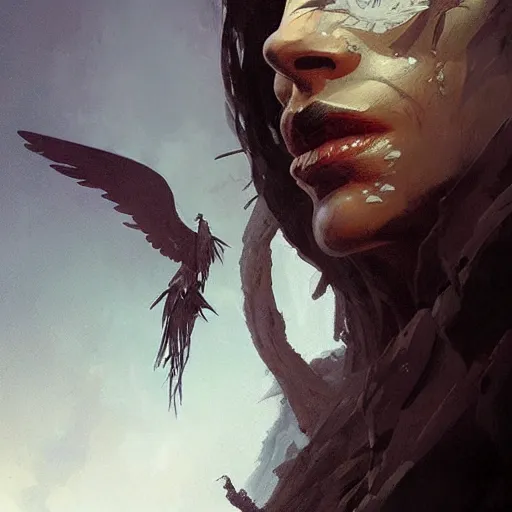 Image similar to a portrait of a beautiful angel of death in a scenic environment by marco bucci and greg rutkowski and frank frazetta, sharp focus, detailed, cinematic, closeup