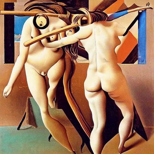 Image similar to two e - girls fighting on social media, by salvador dali,