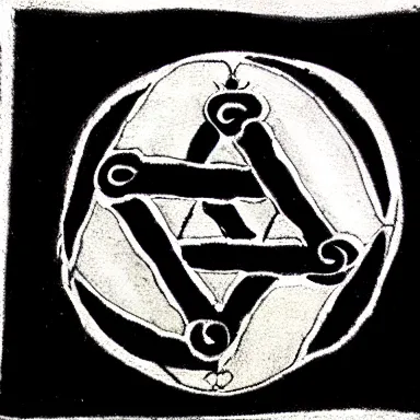 Prompt: an alchemical symbol for intention, pen, pen and ink