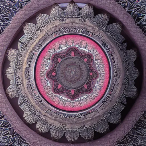 Image similar to a beautiful Karma Mandala, octane render, hyper-detailed environment, photorealism, hyper realistic, no blur, 16k