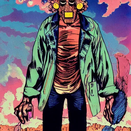 Image similar to ripped physique telekinesis alan moore disguised as a mosquito whilst wearing a denim jacket transmetropolitan neal adams darick robertson dave gibbons staedtler