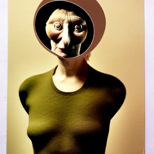 Image similar to modern full body color studio photograph of real snail woman, woman made out of snail