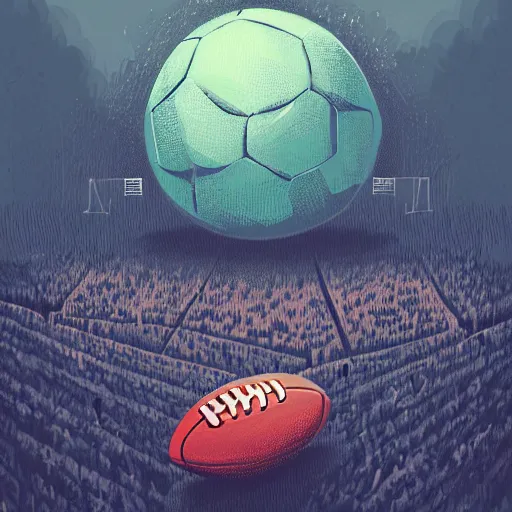 Image similar to detailed illustration of a football ball by alena aenami and annato finnstark