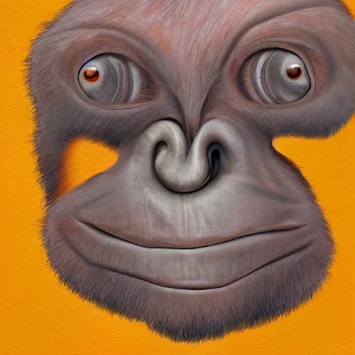 Prompt: abstract surrealist orangutan making a weird face