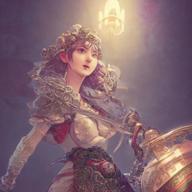 Image similar to studio portrait of neutral good colorful female cleric bard healer as absurdly beautiful, elegant, young skinny gravure idol, ultrafine hyperdetailed illustration by kim jung gi, irakli nadar, intricate linework, sharp focus, bright colors, octopath traveler, final fantasy, unreal engine highly rendered, global illumination, radiant light, detailed and intricate environment