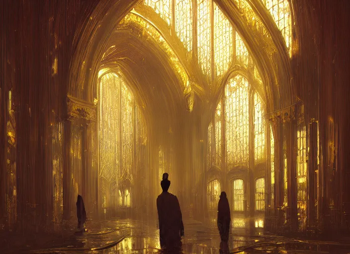Prompt: the rich house burns all in gold volumetric lighting, digital painting, highly detailed, artstation, sharp focus, illustration, concept art, ruan jia, steve mccurry, amazing composition, gothic arch frame
