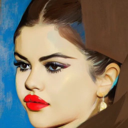 Image similar to portrait of Selena Gomez by Manet, photo real, super detailed, 4k, hd