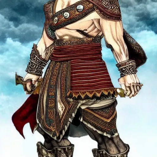 Image similar to Kratos wearing islamic clothes