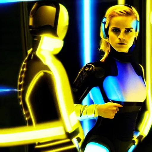 Image similar to movie still of emma watson in tron : legacy ( 2 0 1 0 )