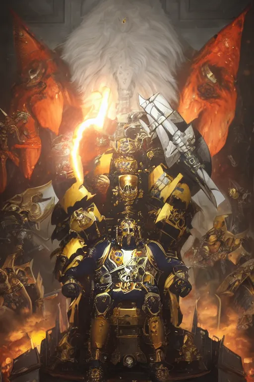 Image similar to queen portrait heros warhammer 4 0 k horus heresy fanart - the primarchs emperor by johannes helgeson animated with vfx concept artist & illustrator global illumination ray tracing hdr fanart arstation zbrush central hardmesh 8 k octane renderer comics stylized