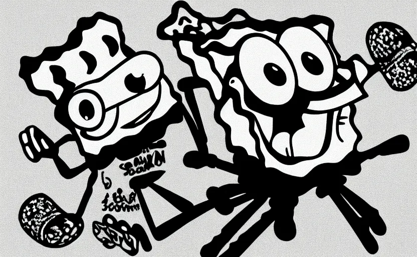 Prompt: SpongeBob, bikini bottom, photo quality, trending on art station, blur, unfocus, monochrome, 35mm