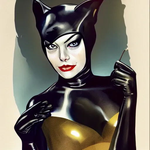 Image similar to A portrait of Emma Stone as Catwoman