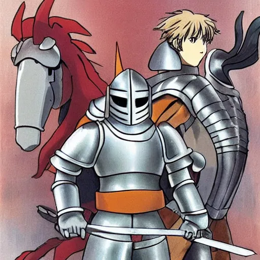 Image similar to a knight in armor studio ghibli