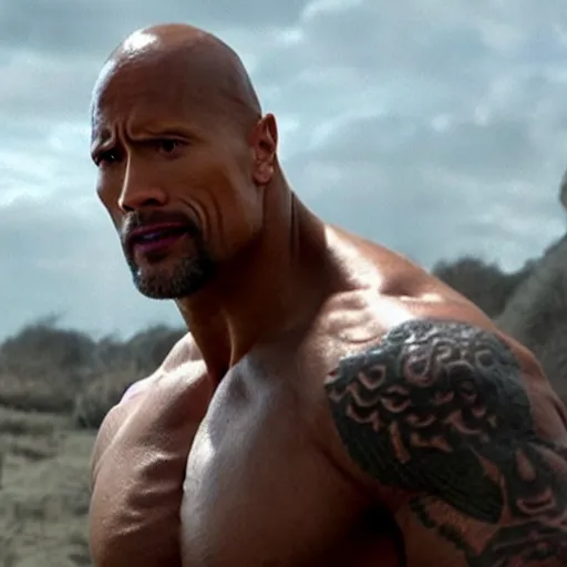 Prompt: Dwayne Johnson in Spartacus 4K quality super realistic