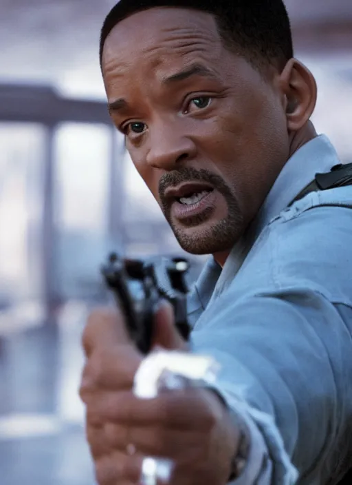 Image similar to film still of Will Smith as Martin Riggs in Lethal Weapon, 4k