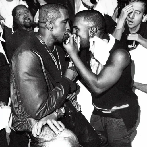 Image similar to kanye making out with kanye covered in cellphones black and white lomo vintage