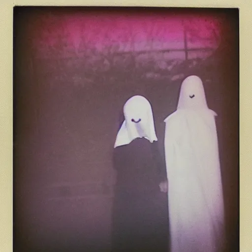 Prompt: polaroid of a ghost at ghost convention