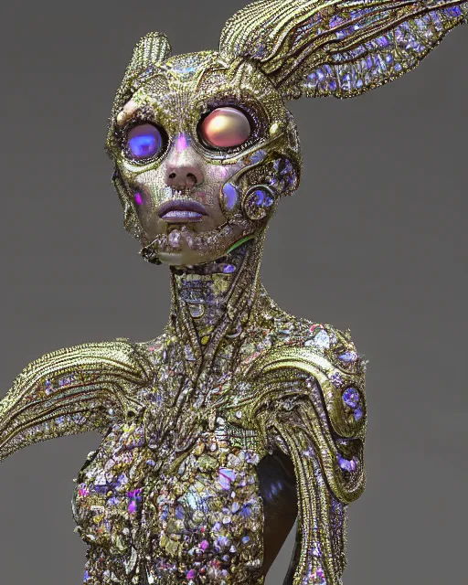 Prompt: a highly detailed metahuman 4 k close up render of an alien goddess bella hadid monument spider in iris van herpen dress schiaparelli in diamonds crystals swarovski and jewelry iridescent in style of alphonse mucha gustav klimt trending on artstation made in unreal engine 4