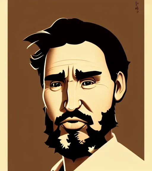 Prompt: face icon stylized justin trudeau as fidel castro, loftis, cory behance hd by jesper ejsing, by rhads, makoto shinkai and lois van baarle, ilya kuvshinov, rossdraws global illumination