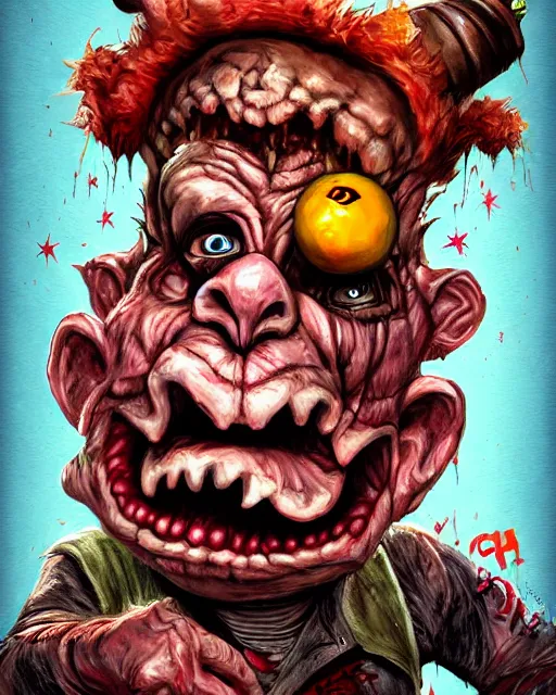 Image similar to gwar as garbage pail kid, hyper realism, fine details, concept art, digital art, deviantart artstation, very sharp,