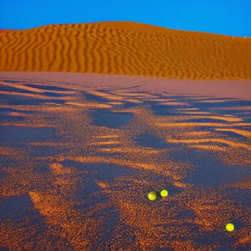 Image similar to landscape of a desert with dunes made out of Orbeez, photography