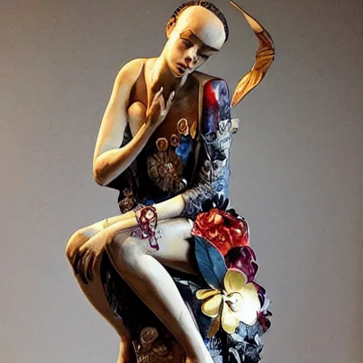 Prompt: A beautiful sculpture. There are so many kinds of time. The time by which we measure our lives. Gold and silver, Months and years. Or the big time, the time that raises mountains and makes stars. by Sandra Chevrier and bastien lecouffe deharme, intuitive