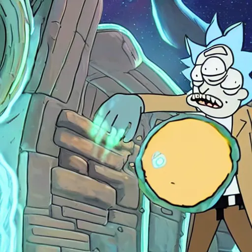 Image similar to rick sanchez fighting a glorb of chonkalisks, rick and morty, 4 k