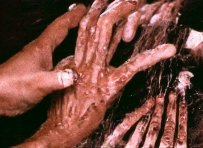 Image similar to disturbing 1 9 8 0 photography of a hand being cut off l horror film practical fx directed by david cronenberg and ridley scott