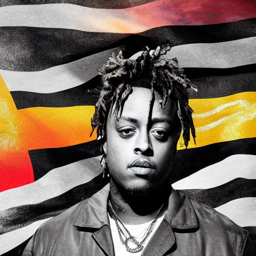 Image similar to juice wrld holding up a germany flagdigital art 4 k the detailed super realistic