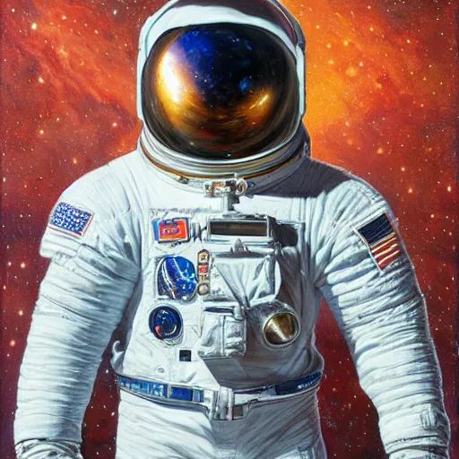Prompt: full body profile view of Astronaut by Donato Giancola