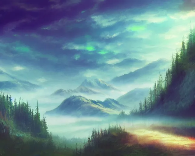 Image similar to a vapor realm. scenery art. pixiv scenery art.