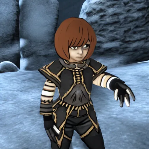 Image similar to Frisk from undertale in Skyrim,