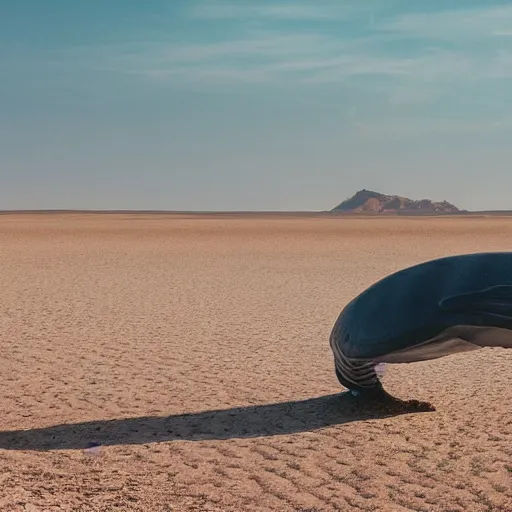 Prompt: 🐋🤖👽🐳 in desert, photography by bussiere rutkowski andreas roch