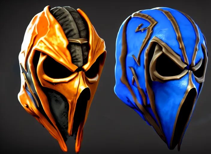 Image similar to hooded skull, with mortal kombat subzero style facemask, stylized stl, 3 d render, activision blizzard style, hearthstone style, crash bandicoot artstyle