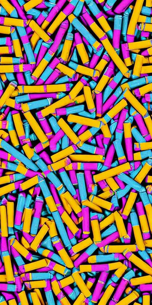 Image similar to seamless pattern of cigarettes, colourful, symmetrical, repeating 35mm photography