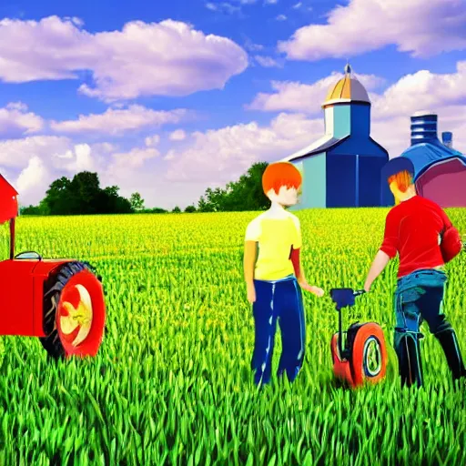 Prompt: A beautiful experimental art. I grew up on a farm. We worked the land. I helped Dad program the agribots. iStock by Kuang Hong CGI